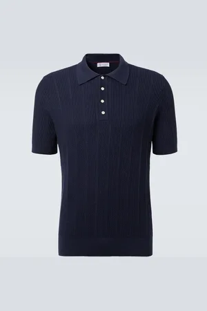 Brunello Cucinelli Ribbed-knit cotton polo shirt