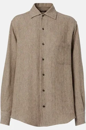 Loro Piana AndrÃ© chevron linen crÃªpe shirt