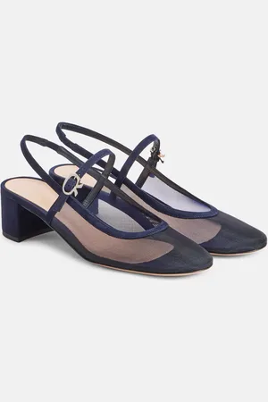 Gianvito Rossi Leather-trimmed organza slingback pumps