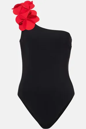 Karla Colletto Tess floral-appliquÃ© one-shoulder swimsuit