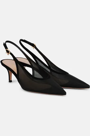 Gianvito Rossi 55 leather-trimmed organza slingback pumps