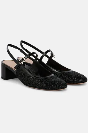Gianvito Rossi Leather-trimmed slingback pumps