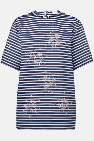Paco rabanne Embellished striped cotton jersey T-shirt
