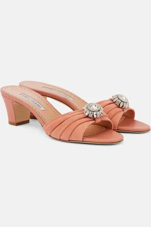 Manolo Blahnik Embellished suede mules
