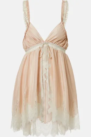 Chloé ChloÃ© Lace-trimmed silk pongÃ© top
