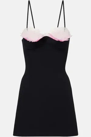 DAVID KOMA Feather-trimmed cady minidress