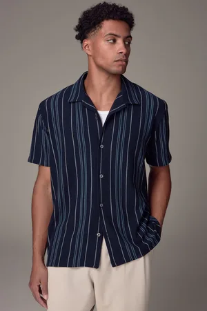 Next Cubansk krave tekstureret jersey kortærmet 100% bomuldsskjorte3XL