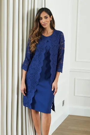 Gina Bacconi Clarabelle Mock Lace Jakke Og Crepe Kjole46