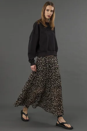 Religion Tiered Boho Style Citringul Maxi Nederdele I Leopard Dyreprint40
