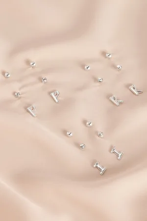 Next Initial Stud Pack Earrings Made With Recycled ZincJ