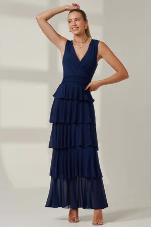Jolie Moi Plain Tiered Mesh Maxikjole46