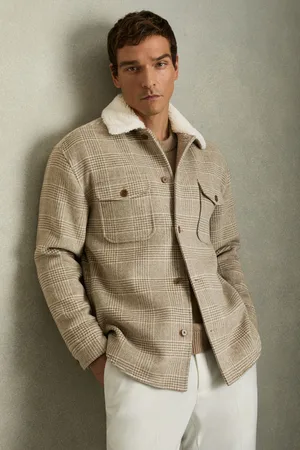 Reiss Nix Wool-Blend Borg-Collar Check OvershirtXXL