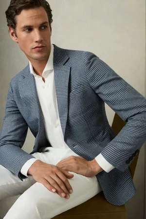 Reiss Gould Single Breasted Check Blazer With Wool46