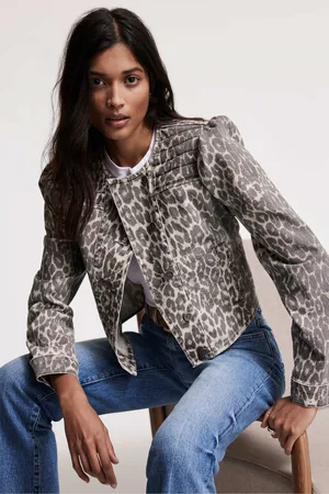 mint&berry Leopard Print Denim Jacketmedium
