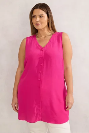 Live Unlimited London Curve Raspberry Button Split Front Tunic