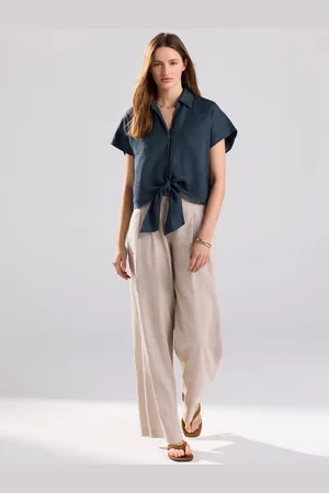 Next 100% Linen Tie Front Short Sleeve Shirt