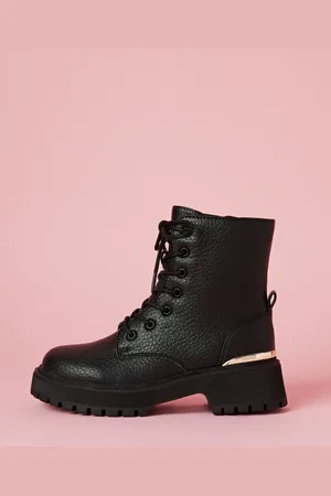 Lipsy London Rainbow Chunky Flat Faux Leather Party Lace Up Ankle Boot