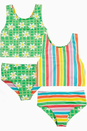 Frugi Blue Tegan Reversible Tankini Rainbow122128cm