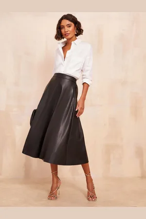 Friends Like These Faux Leather Full Hem Midi Nederdele40