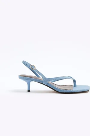 River Island Strappy Toe Thong Heeled Sandalseu39