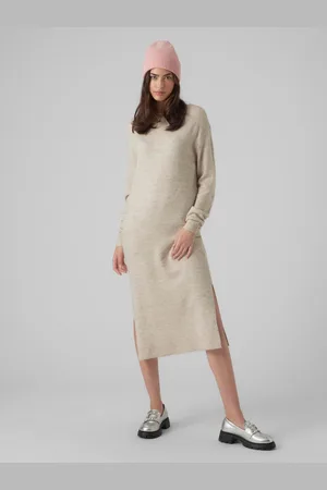 VERO MODA Round Neck Knitted Midi Dress With Side Split42