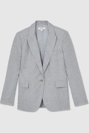 Reiss Willow Linen-Blend Single-Breasted Blazer40