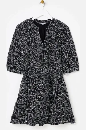 Oliver Bonas Contrast Broderie Tiered Mini Dress36