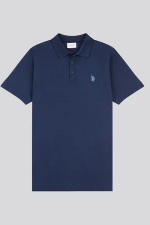 U.S. Polo Assn. U. S. Polo Assn. Mens Blue Double Horsemen 100% Cotton Jersey Polo ShirtM