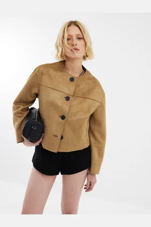 River Island Suedette Collarless Jacket40