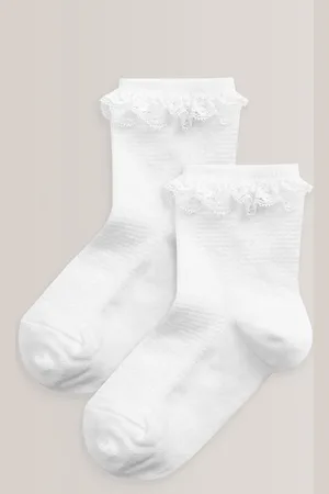 Next 2 Pakke Cotton Rich Flæsekant AnkelsokkerUK 6 - 8.5