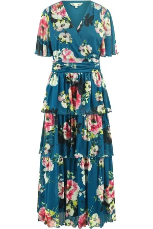Yumi Floral Mesh Tiered Maxi Dress44