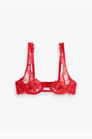 BlueBella Rød Samara Plunge Bøjle Sheer Broderet Lace BH