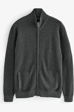 Next Normal pasform Tekstur 100% Bomuld Premium Zip Through TrøjeXS Reg