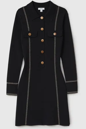 Reiss Edena Knitted Contrast Seam Mini DressM