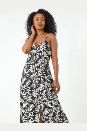 Roman Petite Print Button Midi Dress40