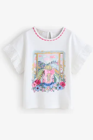 Monsoon Bow & Flower Scene 100% Cotton T-Shirt11 - 12 år (146 - 152cm)