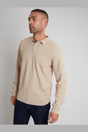 Threadbare Langærmet Textured Knitted Polo-skjorterS