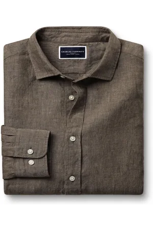 Charles Tyrwhitt Slim Fit Plain Kortærmet Pure 100% Hør SkjorterXL