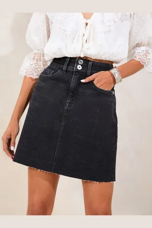 Lipsy London Denim Dobbelt knap linning Mini Nederdele32