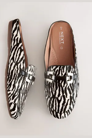Next Forever Comfort Leather Hardware Trim Detail Loafer Mules