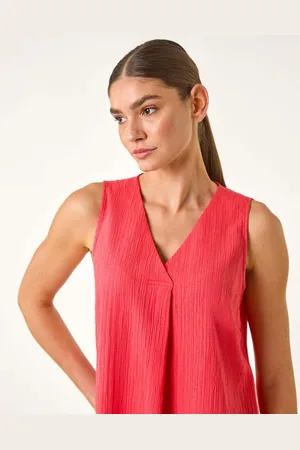 Roman Textured Pleat Front Vest Top46