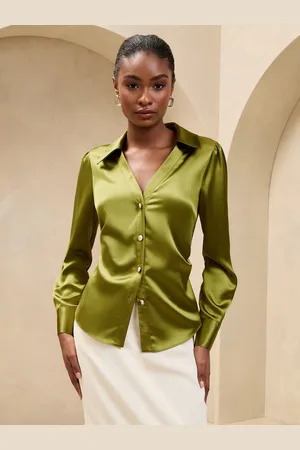 Lipsy London Ruched Side Satin Knapper Shirt34