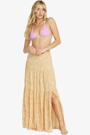 Billabong Hjerte til Hjerte Blomster Tryk Ditsy Tierred Maxi NederdeleS 8