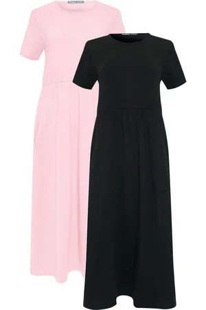 Threadbare 100% Cotton Jersey Midi Smock Dresses 2 Pack with Pockets44