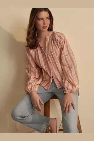 Next Button Down Langærmet 100% Bomuld Doublecloth Bluse36