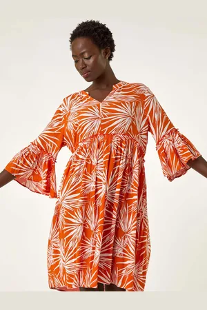 Roman Abstract Print Crinkle Smock Dress44