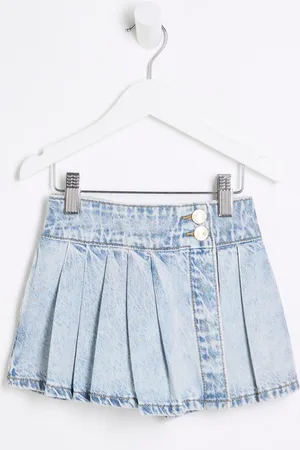 River Island Girls Denim Pleated 100% Cotton Skort2 - 3 år (92 - 98cm)