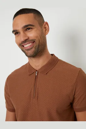 Threadbare Textured Quarter Zip 100% Cotton Polo Shirtxxlarge