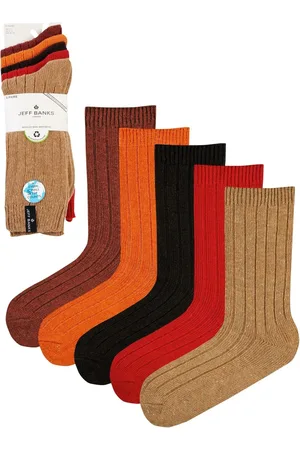 Jeff Banks Chunky Knit Rib Boot Sokker 5 PakkeEn