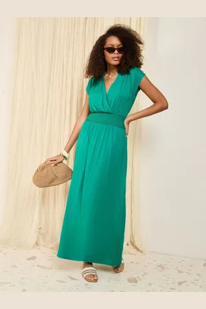 Friends Like These Wrap V-Neck Shirred Waist Maxi Dress44
